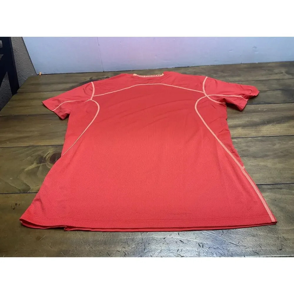 Nike Pro Combat Fitted Men's Size Large Orange Activewear Top Shirt - Picture 10 of 11